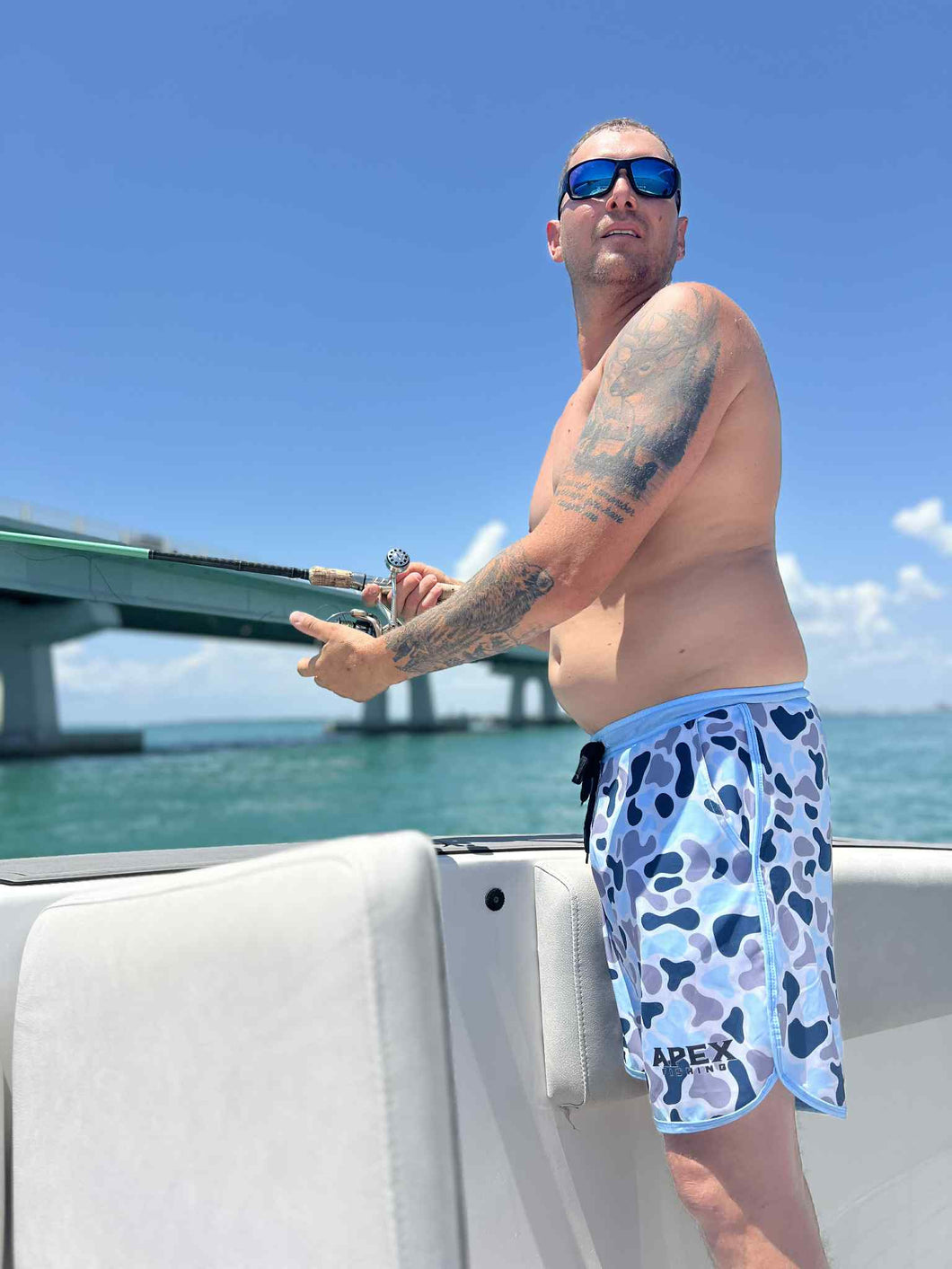 Blue Camo Swim Trunks
